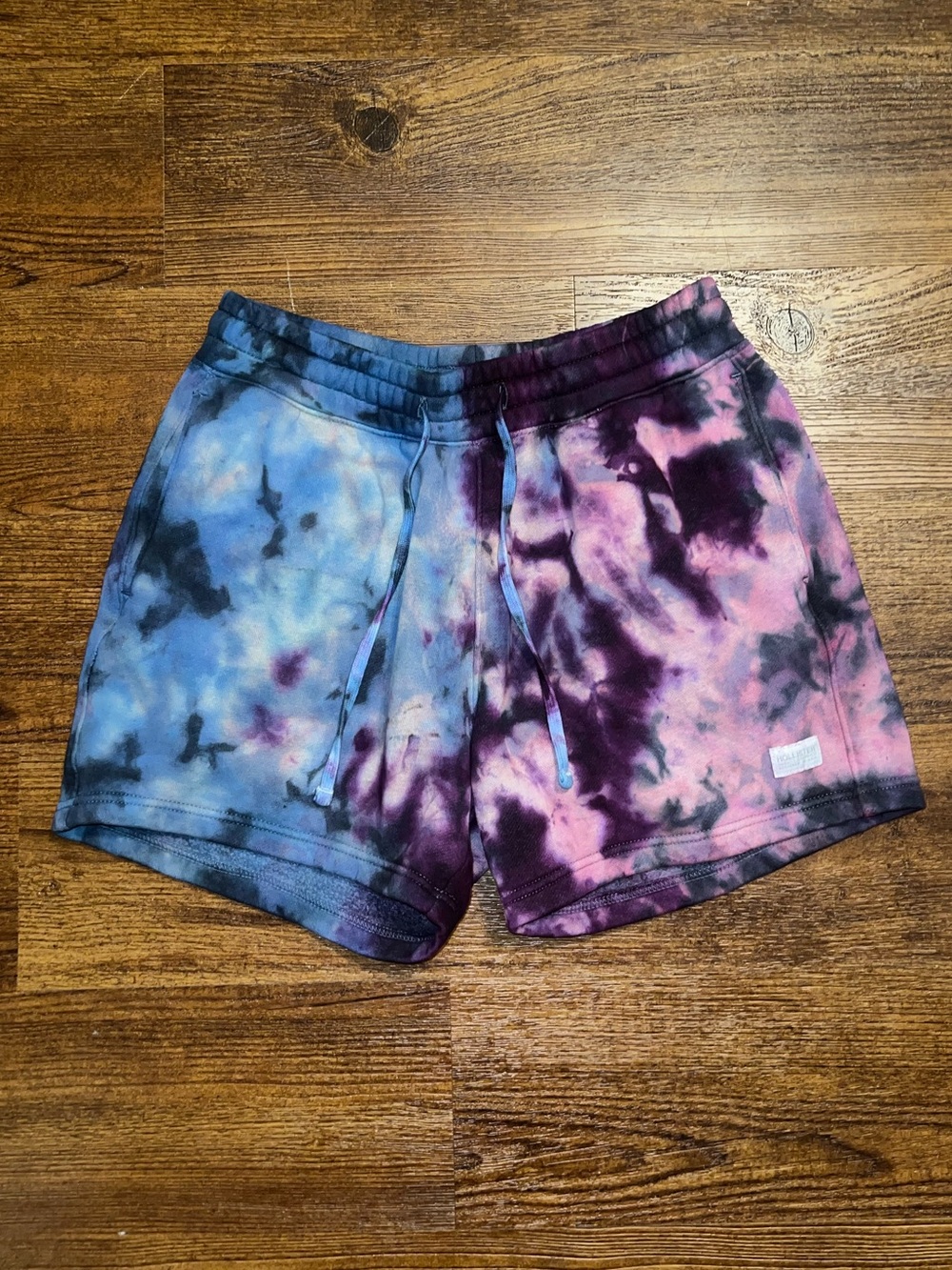 Hollister Lounge Custom Split Tie Dye Cozy Shorts Casual Y2K Blue Purple Size S